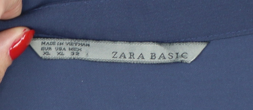 Zara Basic Women's Blue Sleeveless Ruffle A-Line Dress Size 14