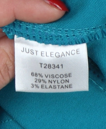 Just Elegance Women’s Teal Cropped Trousers Size 12 Stretch Comfort Fit