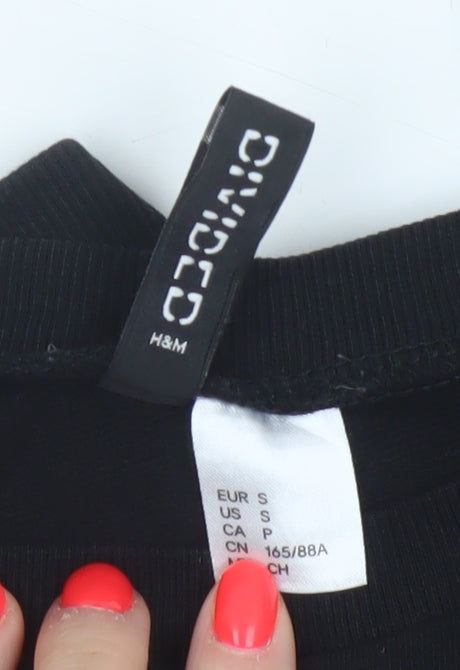 H&M Divided Women Black S NYC Brooklyn Graphic Long Sleeve Jersey Top