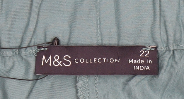 Marks and Spencer Women Green Size 22 Cropped Wide-Leg Belted Trousers