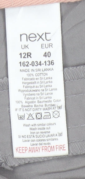 Next Women’s Grey Size 12R Chino Straight Leg Cotton Trousers