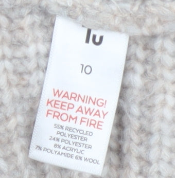 Tu Women’s Beige Size 10 Knit Round Neck Raglan Sleeve Jumper