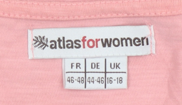 Atlas for Women Pink Cotton Crochet V-Neck Tunic Top UK 18