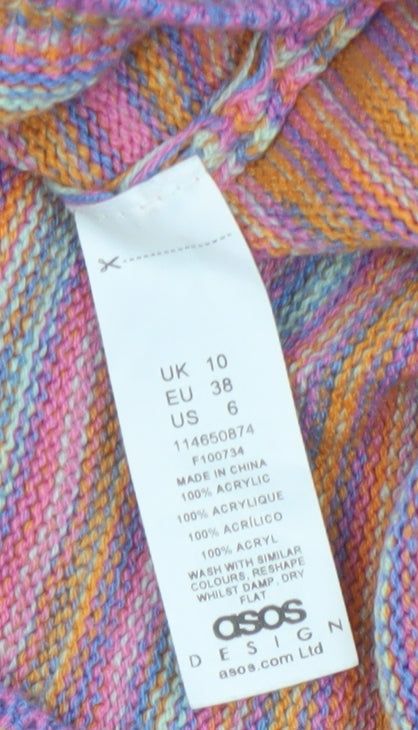 ASOS Design Women’s Multicoloured Stripe V-Neck Cropped Jumper UK 10