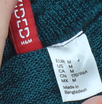 H&M Women Green Marl Knit Round Neck Long Sleeve Jumper Size M