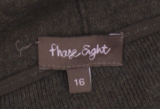 Phase Eight Women’s Brown Size 16 Long Open Cotton Knit Cardigan