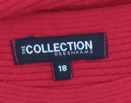 The Collection Debenhams Women Red Size 18 Rib Knit Boat Neck Jumper
