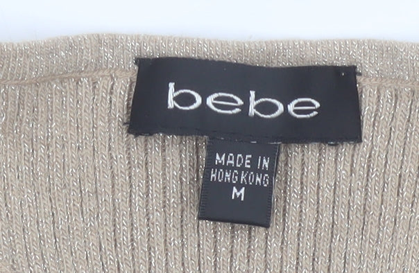 bebe Women Gold M Glitter Racerback Stretch Camisole Tank Top