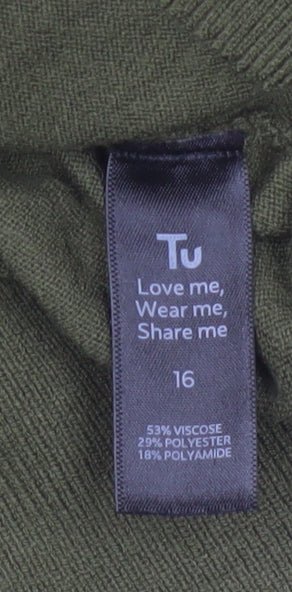 Tu Women’s Green Size 16 V-Neck Button Balloon Sleeve Cardigan