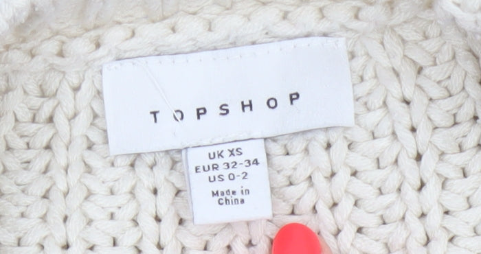 Topshop Women’s Ivory XS Chunky Cable Knit Cropped Pullover Jumper