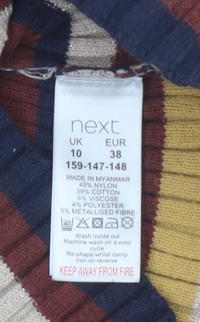 Next Women’s Multicoloured Striped Glitter Rib Knit Jumper UK 10