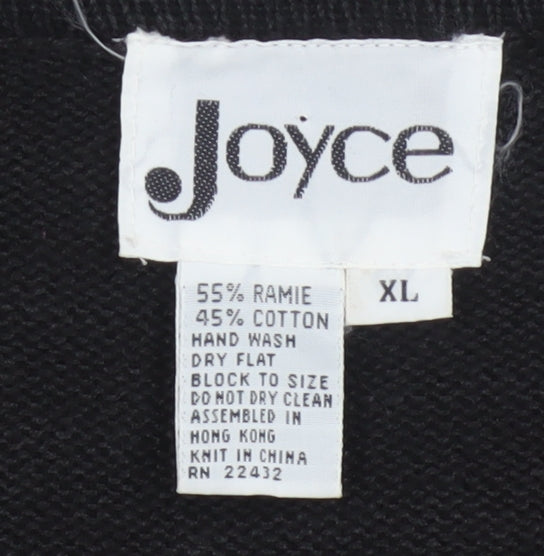 Joyce Women’s Black XL Vintage Sequin Beaded Crew Neck Jumper
