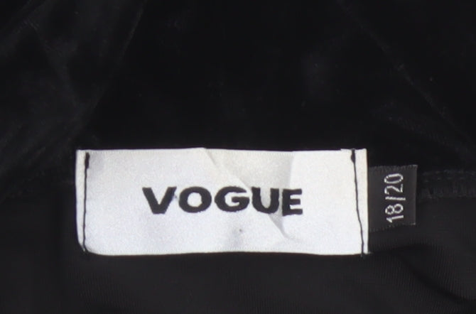 Vogue Women Black Velvet Wrap V-Neck Cap Sleeve Blouse UK 18
