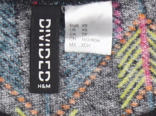 H&M Divided Women’s Multicoloured XS Cropped Geometric Jersey Sweatshirt