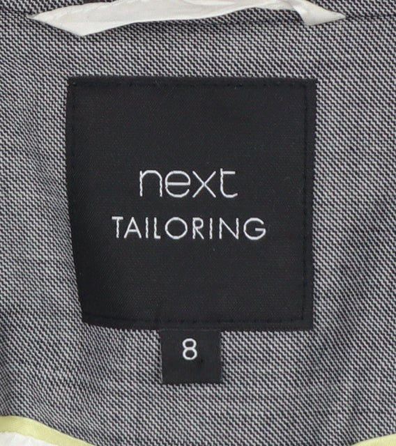 Next Women Grey Tailored Blazer UK 8 Wool Blend One Button