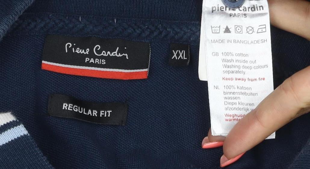 Pierre Cardin Men’s Blue 2XL Regular Fit Logo Polo Shirt