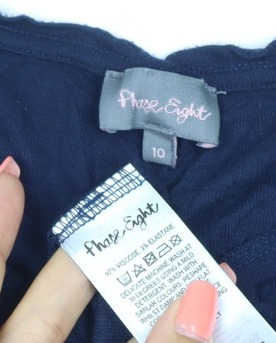 Phase Eight Women’s Blue Size 10 Basic Stretch Jersey T-Shirt