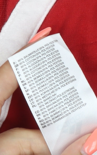 adidas Women Red UK 14 Lions Long Sleeve V-Neck Rugby Jersey Top