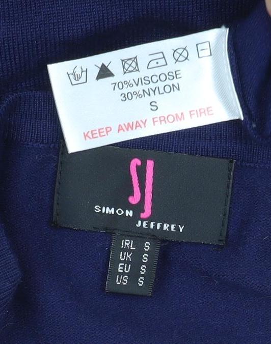 Simon Jeffery Women’s Blue S Rhinestone Knit Tunic Long Sleeve Top