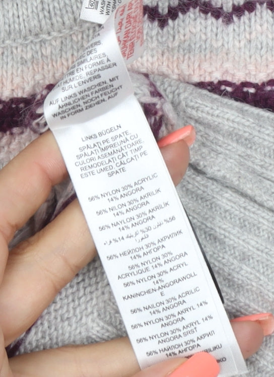 Henry Holland Women’s Grey Fair Isle Angora Blend Jumper Size 12
