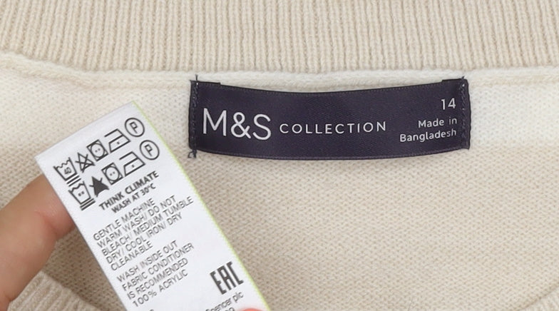 Marks and Spencer Women’s Multicoloured Striped Knit Jumper UK 14