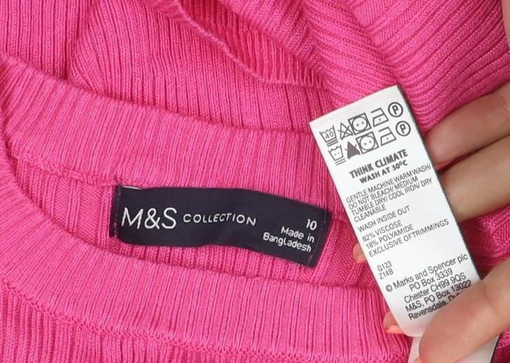 M&S Collection Women’s Pink Size 10 Ribbed Knit Long Sleeve Jersey Top
