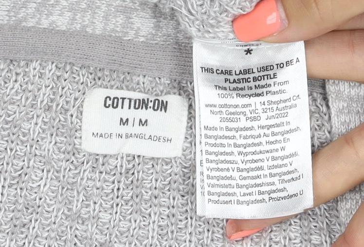 Cotton On Women’s Grey M V-Neck Button Knit Cardigan Long Sleeve