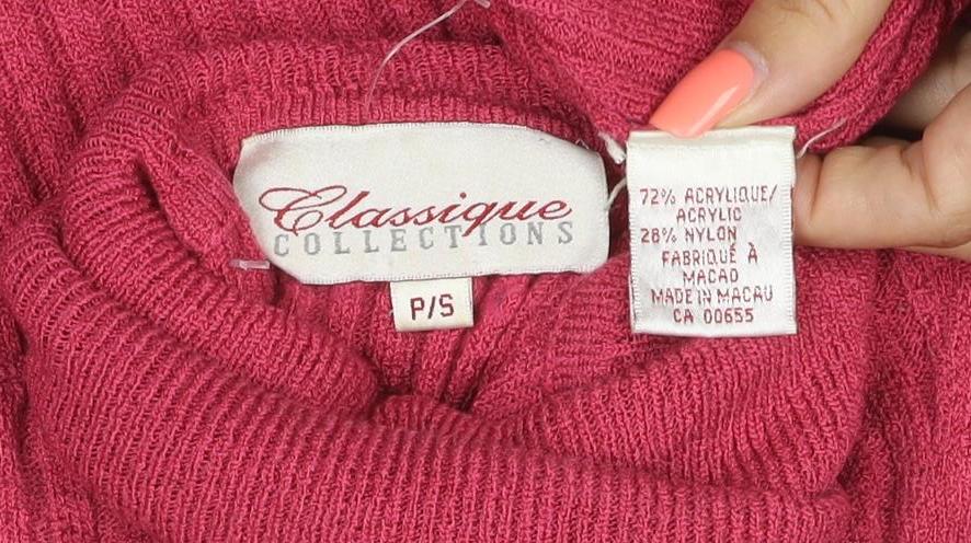 Classique Collections Women’s Pink S Ribbed Roll Neck Jumper