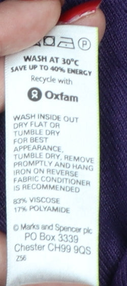 Marks & Spencer Women Purple UK 16 Button Cardigan Viscose Knit