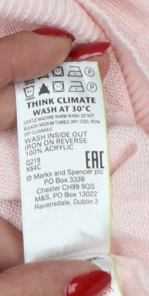 Marks and Spencer Women Pink Size 10 Crew Neck Knit Jumper