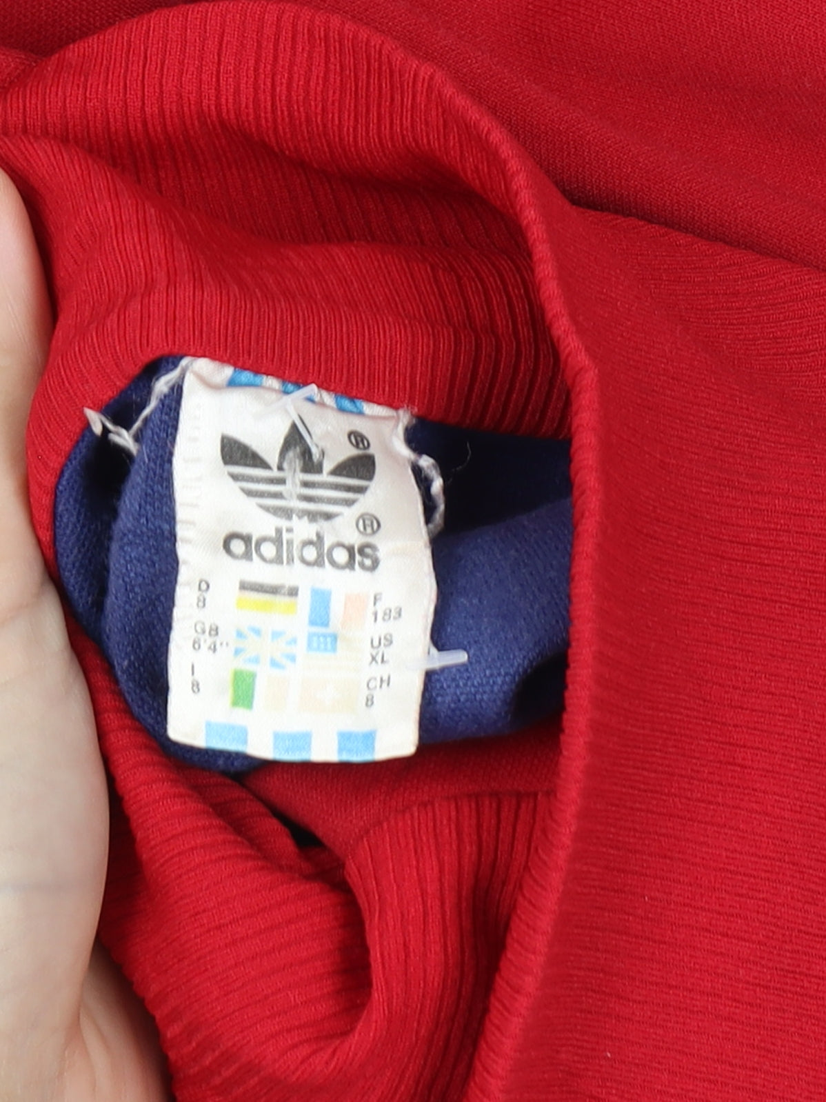 Adidas Men’s Red Blue XL Vintage Track Jacket Full Zip 3 Stripe