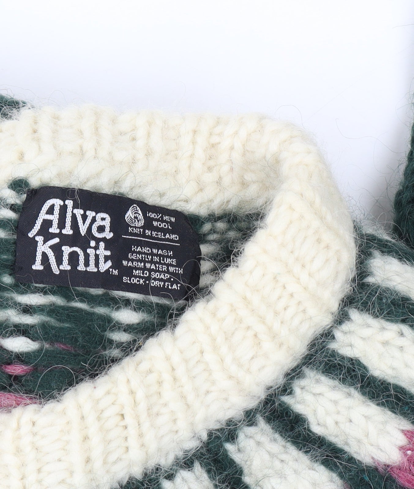 Alva Knit Women Size 10 Green Wool Fair Isle Icelandic Pullover Jumper