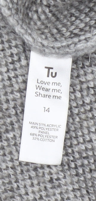Tu Women Grey Argyle Collared Long Sleeve Jumper Size 14