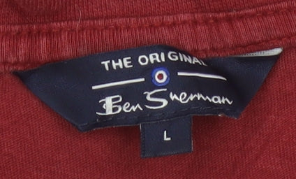 Ben Sherman Men's Red L Mod Target Logo Cotton Short Sleeve T-Shirt