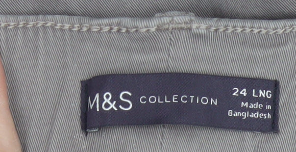 M&S Women’s Grey Size 24 Long Cargo Tapered Belted Trousers