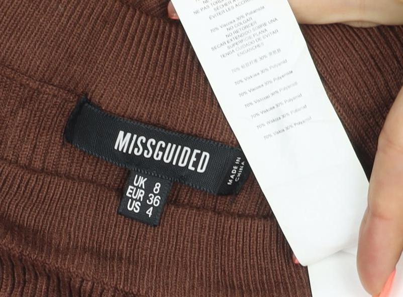 Missguided Women’s Brown UK 8 Rib Knit Wrap Tie Jumper