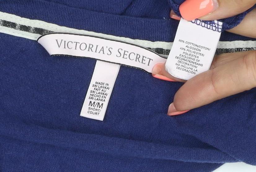 Victoria's Secret Women Blue M Basic V-Neck Short Sleeve Jersey T-Shirt