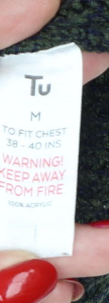 Tu Men Green M Chunky Knit Crew Neck Pullover Jumper