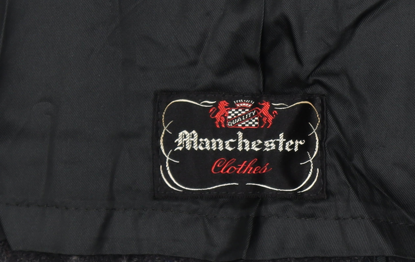 Manchester Clothes Men’s Chest 44 Black Checked Tweed Long Overcoat Vintage