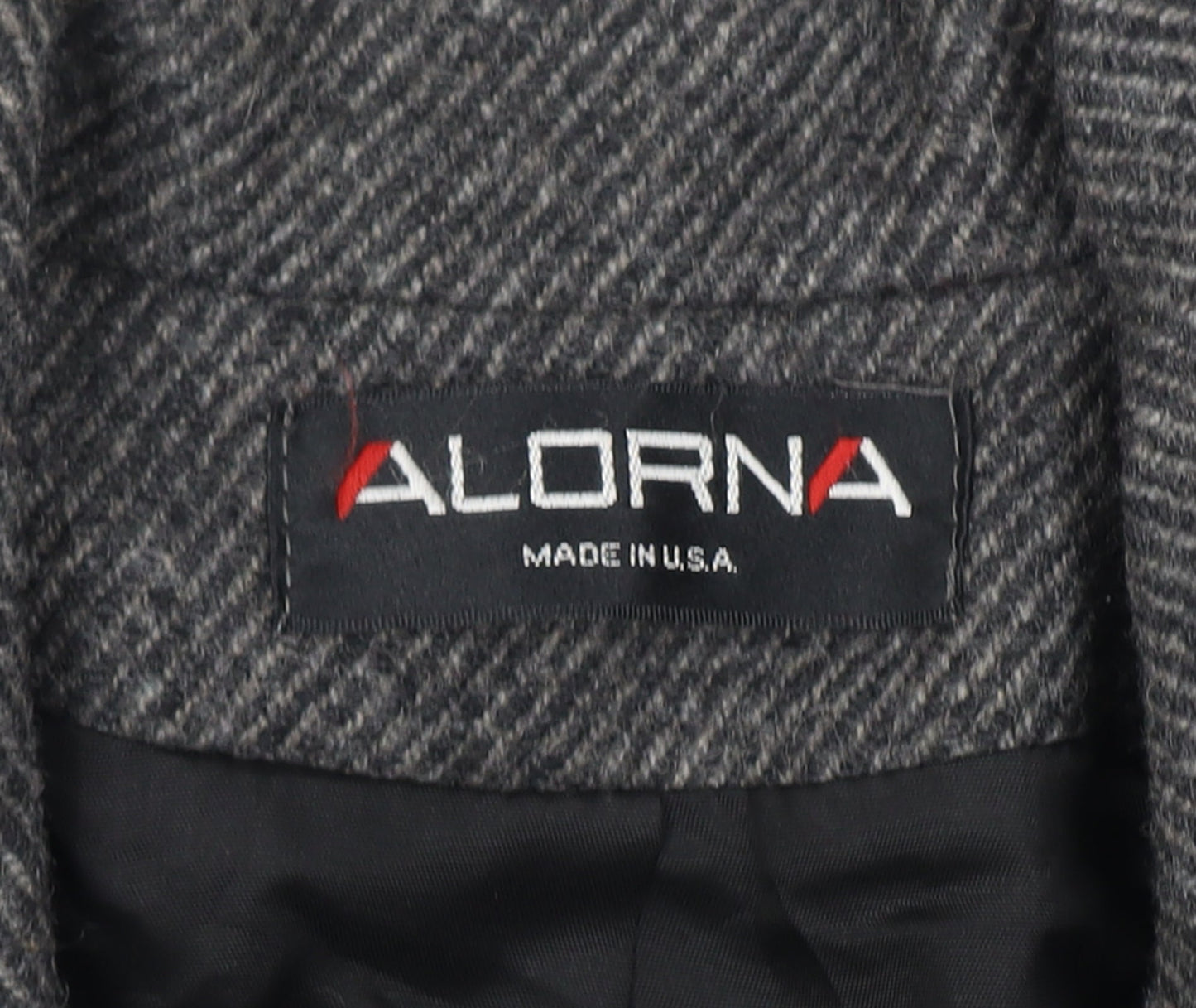 Alorna Women’s Grey Size 14-16 Wool Herringbone Pea Coat Mid-Length