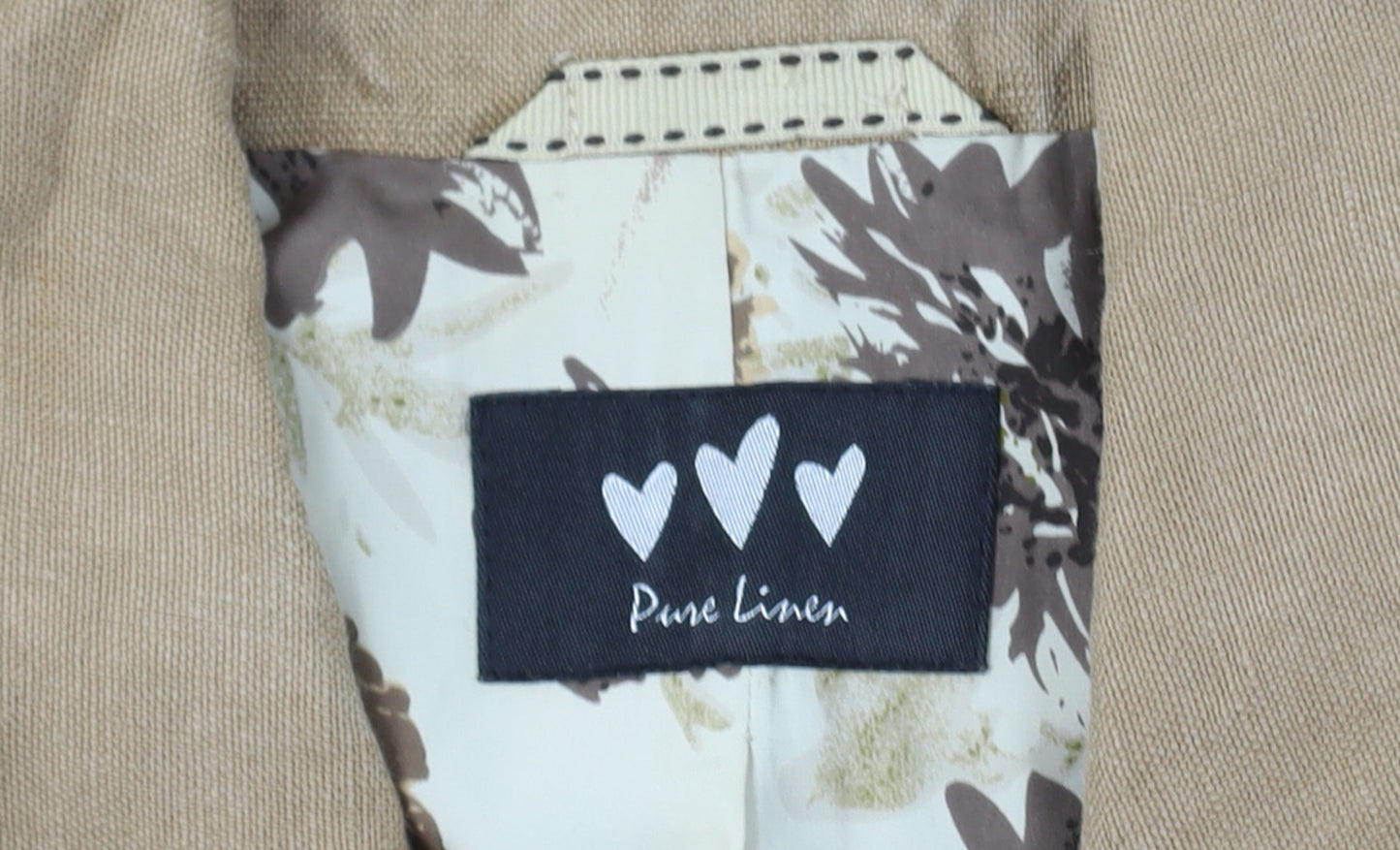 Per Una Pure Linen Size 14 Women Beige Long Button Coat Floral Lining