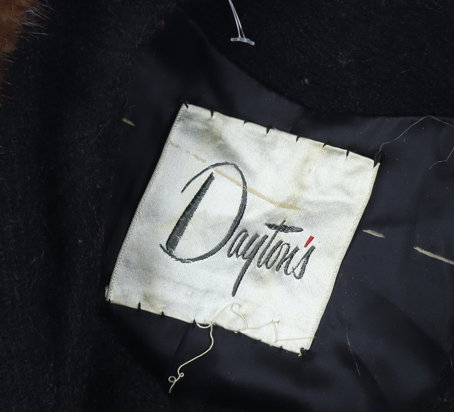 Dayton's Women’s Size 12 Black Long Vintage Fur Collar Overcoat