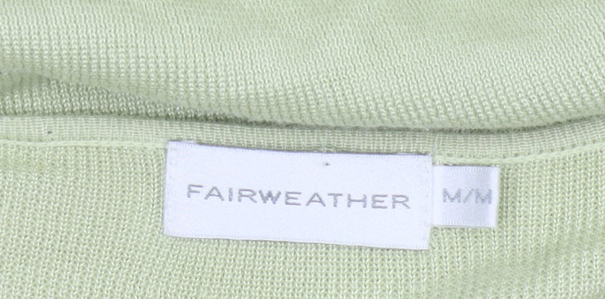 Fairweather Women Green M Square Neck Knit Pullover Jumper Cotton Rayon
