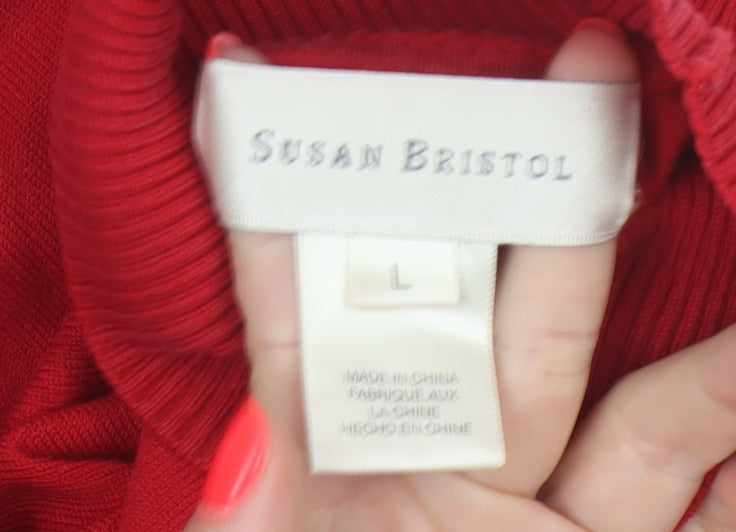 Susan Bristol Women’s Red Silk Roll Neck Pullover Jumper L