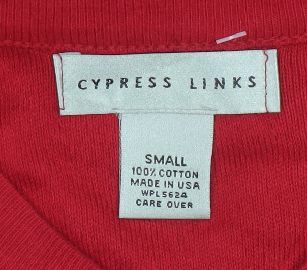 Cypress Links Men's Red Small Cotton V-Neck Knit Sweater Vest Classic