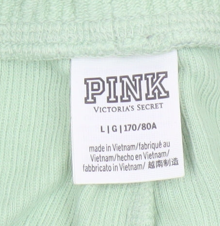PINK Victoria's Secret Women Green L Cotton Drawstring Sweat Shorts