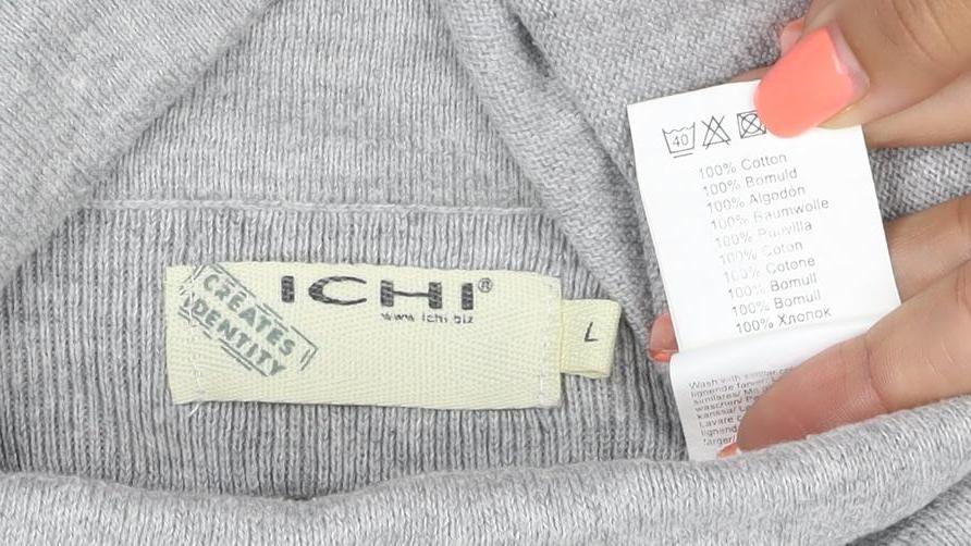 Brand and care label for CHIC Women Grey L Knit Cowl Neck Fit & Flare Short Jumper Dress