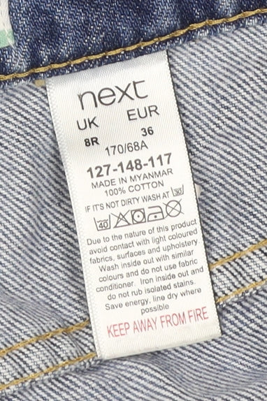 Next Women Blue UK 8 Crop Boyfriend Mid Rise Distressed Jeans