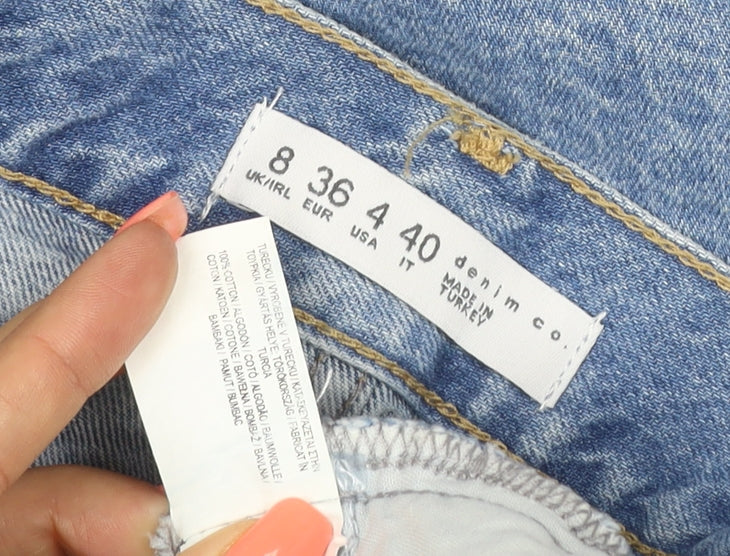Brand and care label for Denim Co. Women Blue UK 8 Knee Length Pencil Denim Skirt