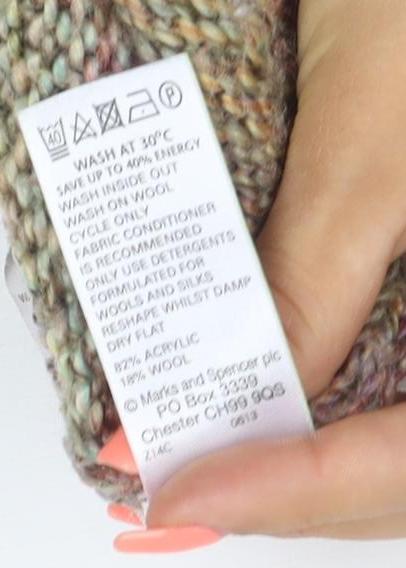 M&S Indigo Women's Multicoloured UK 10 Chunky Knit Raglan Jumper